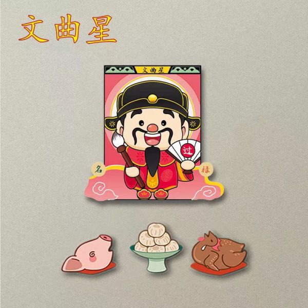 Chinese fairy refrigerator sticker God of Fortune Kitchen God magnetic acrylic